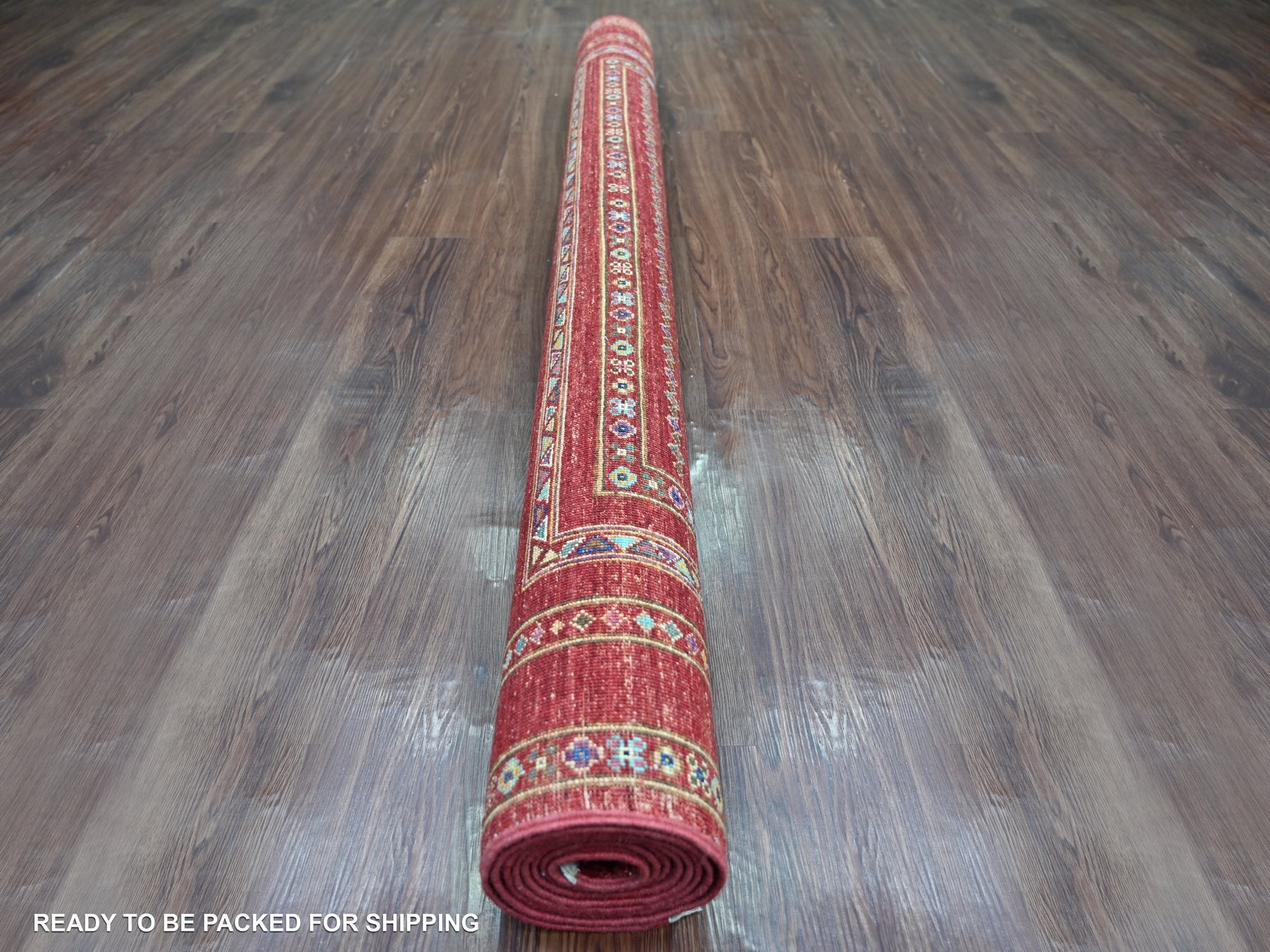 Gabbeh Tribal & Geometric hand-knotted wool rug in Red, 5'8" x 8'3" — SKU O021289 (view 4)