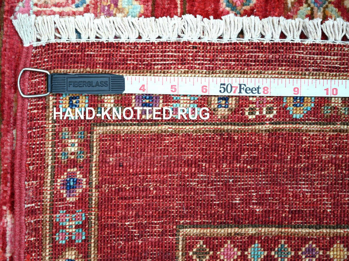 Gabbeh Tribal & Geometric hand-knotted wool rug in Red, 5'8" x 8'3" — SKU O021289 (view 6)