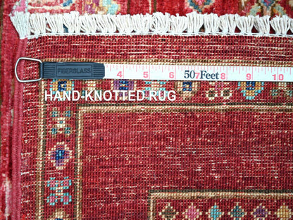 Gabbeh Tribal & Geometric hand-knotted wool rug in Red, 5'8" x 8'3" — SKU O021289 (view 6)