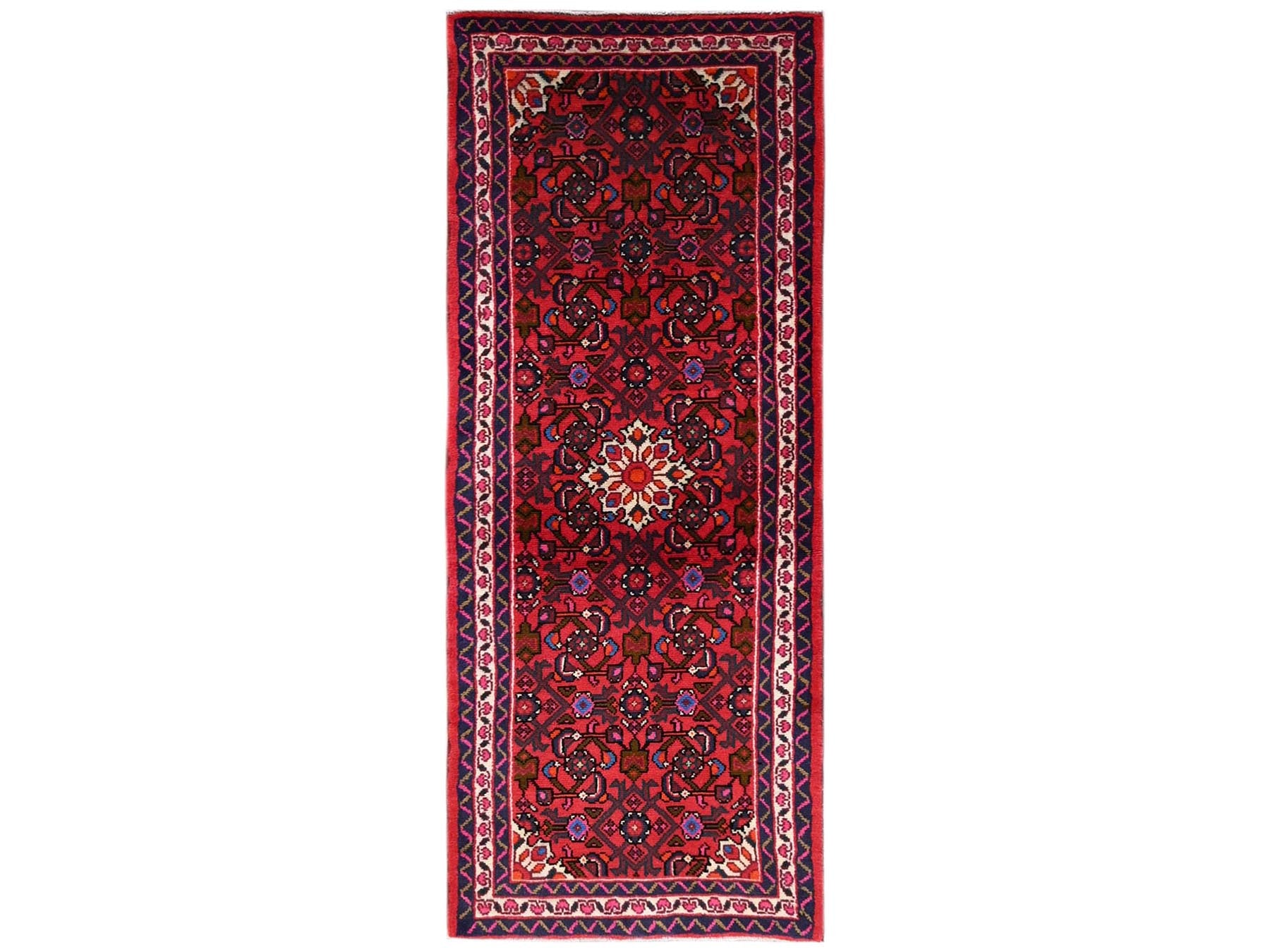 Red 2'5" x 6'1" Tribal & Geometric Hand knotted Wool Rug - Sku: O02128