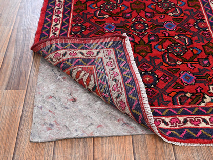 Hamadan Tribal & Geometric hand-knotted wool runner in Red & Ivory, 2'5" x 6'1" — SKU O02128 (view 3)
