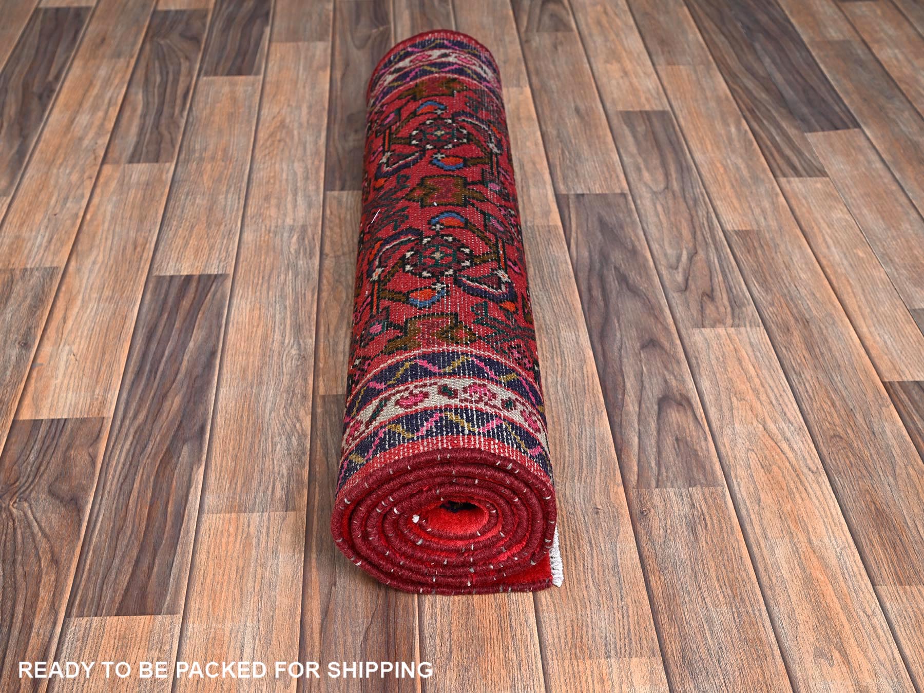 Hamadan Tribal & Geometric hand-knotted wool runner in Red & Ivory, 2'5" x 6'1" — SKU O02128 (view 5)