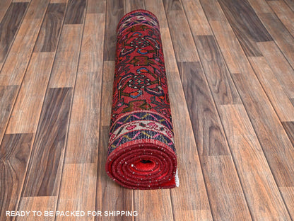 Hamadan Tribal & Geometric hand-knotted wool runner in Red & Ivory, 2'5" x 6'1" — SKU O02128 (view 5)