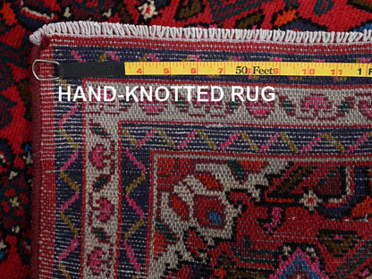 Hamadan Tribal & Geometric hand-knotted wool runner in Red & Ivory, 2'5" x 6'1" — SKU O02128 (view 7)