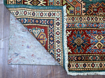 Green 5'10" x 8'8" Tribal & Geometric Hand knotted Wool Rug - Sku: O021292