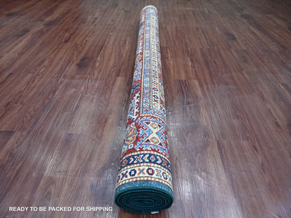 Green 5'10" x 8'8" Tribal & Geometric Hand knotted Wool Rug - Sku: O021292