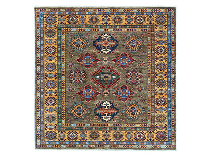 Brown 6'0" x 6'0" Tribal & Geometric Hand knotted Wool Rug - Sku: O021293
