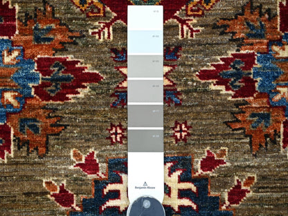 Brown 6'0" x 6'0" Tribal & Geometric Hand knotted Wool Rug - Sku: O021293