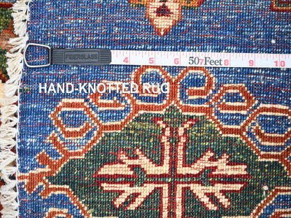 Blue 5'7" x 5'7" Kazak Hand knotted Wool Rug - Sku: O021294