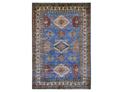 Blue 5'10" x 8'10" Tribal & Geometric Hand knotted Wool Rug - Sku: O021297