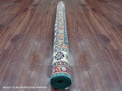 Green 5'0" x 7'2" Tribal & Geometric Hand knotted Wool Rug - Sku: O021299