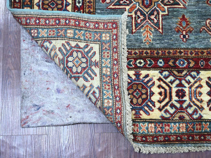 Grey 4'9" x 6'7" Tribal & Geometric Hand knotted Wool Rug - Sku: O021300