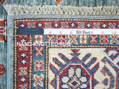 Grey 4'9" x 6'7" Tribal & Geometric Hand knotted Wool Rug - Sku: O021300