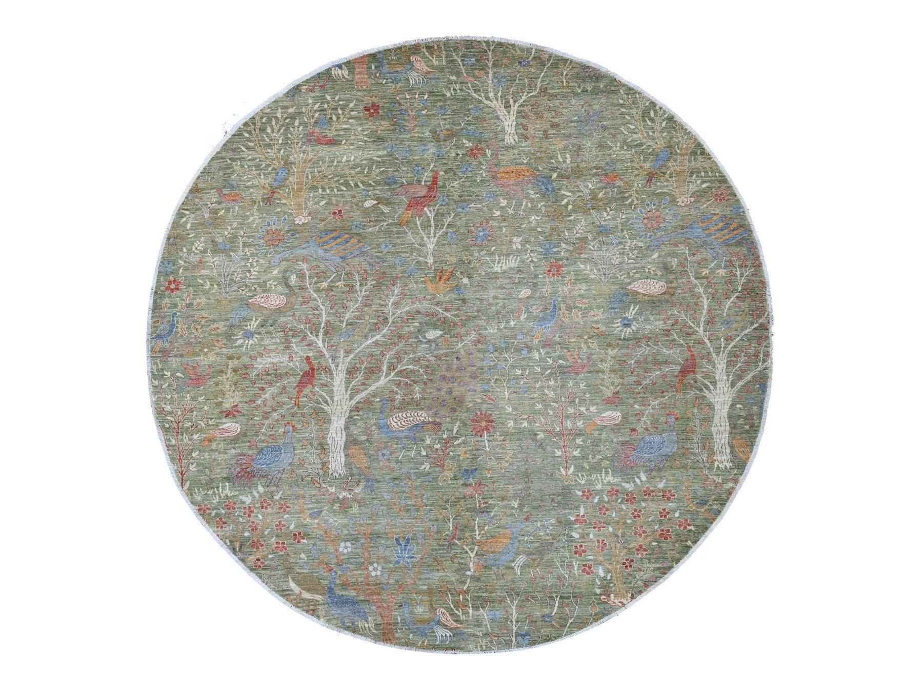 Green 9'10" x 10'0" Oushak And Peshawar Hand knotted Wool Rug - Sku: O021304