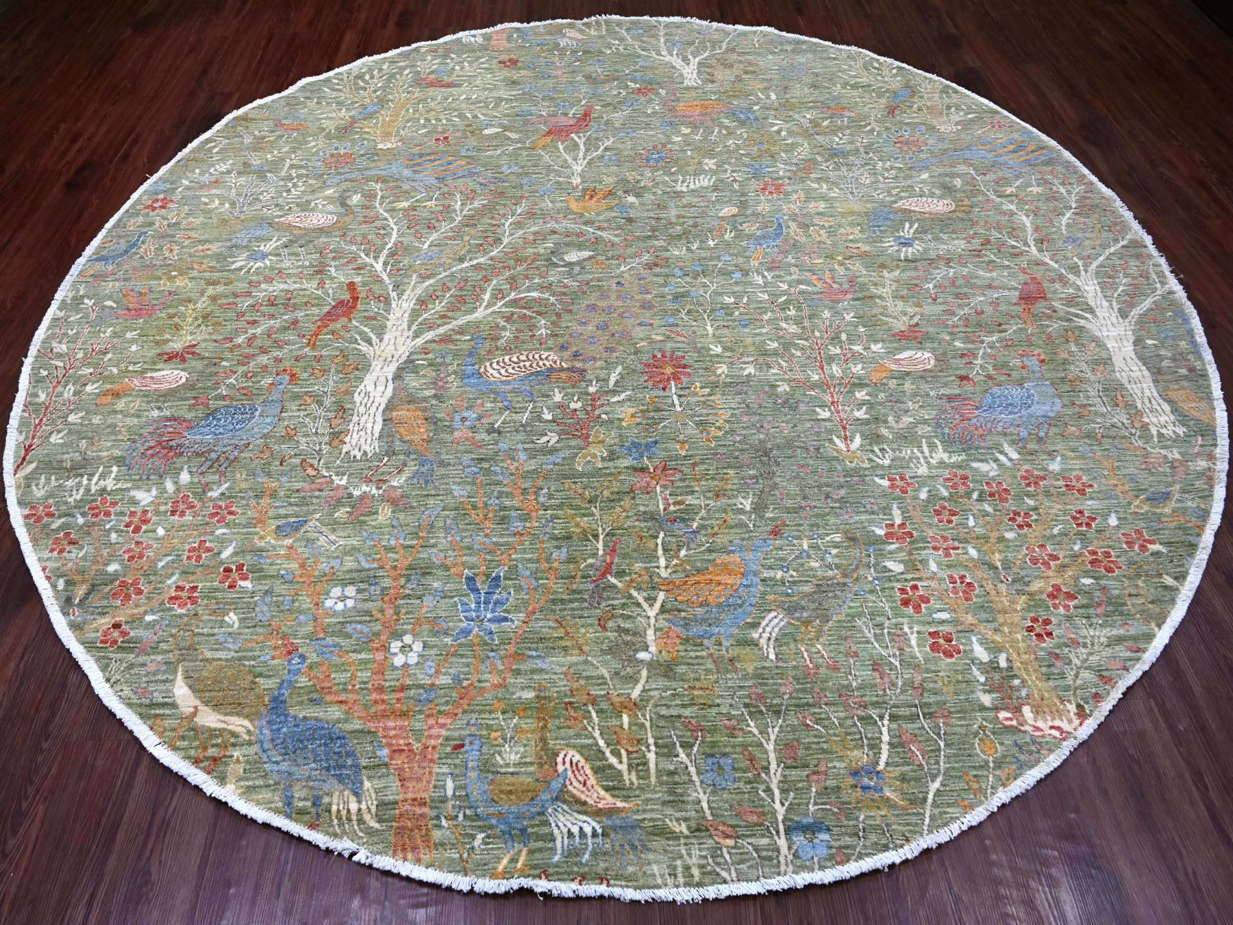Green 9'10" x 10'0" Oushak And Peshawar Hand knotted Wool Rug - Sku: O021304