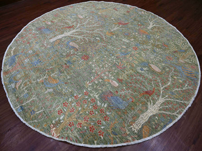Green 9'10" x 10'0" Oushak And Peshawar Hand knotted Wool Rug - Sku: O021304
