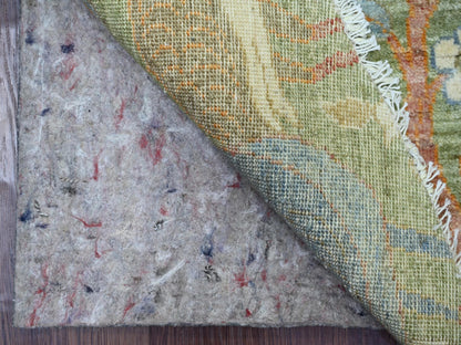 Green 9'10" x 10'0" Oushak And Peshawar Hand knotted Wool Rug - Sku: O021304
