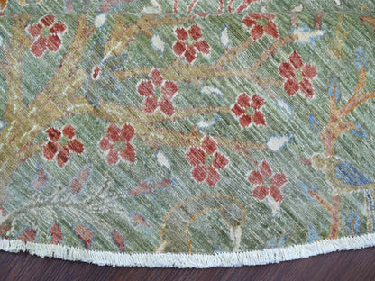 Green 9'10" x 10'0" Oushak And Peshawar Hand knotted Wool Rug - Sku: O021304