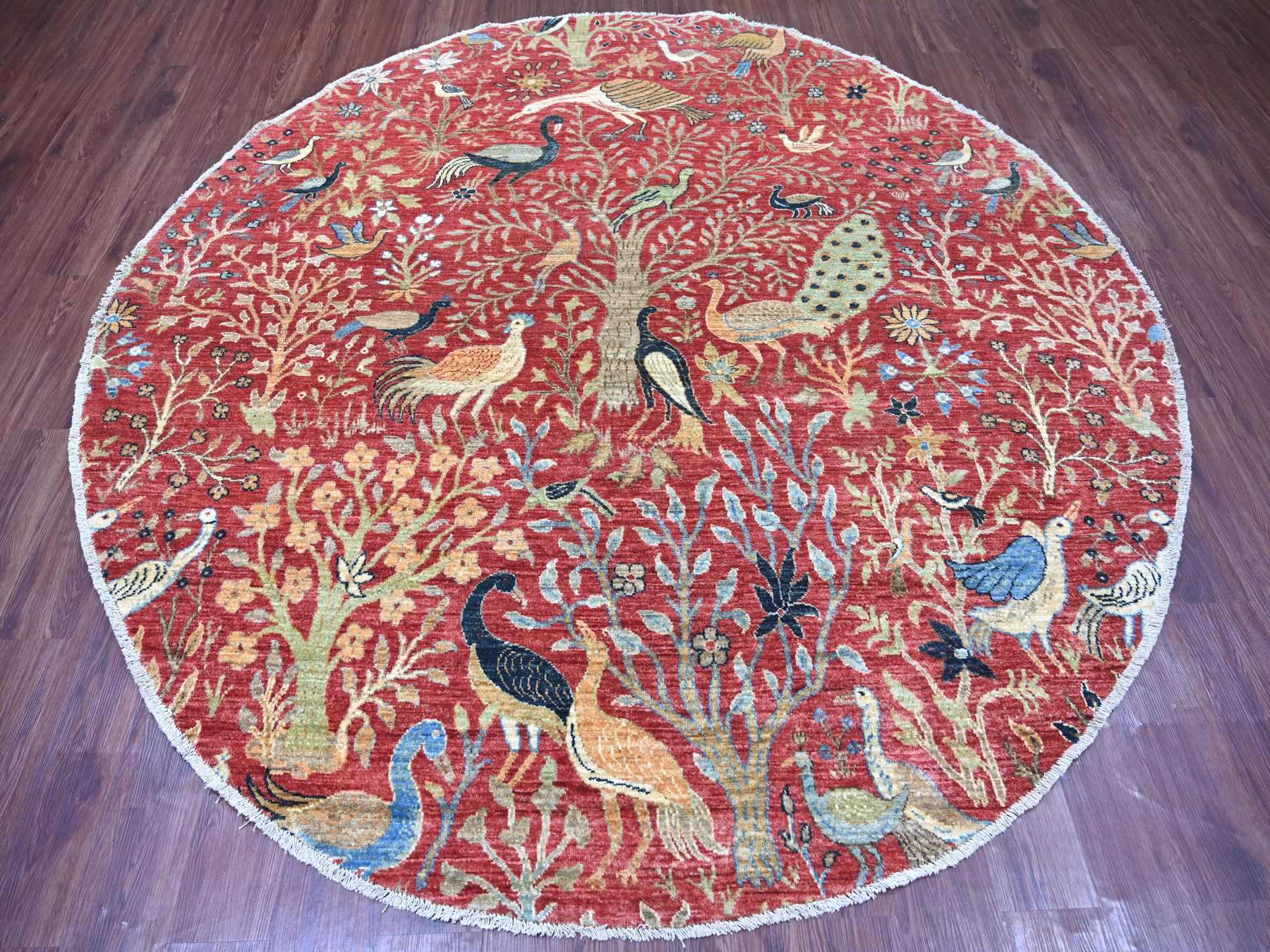 Peshawar Oushak hand-knotted wool rug in Red, 8'1" x 8'3" — SKU O021306 (view 2)