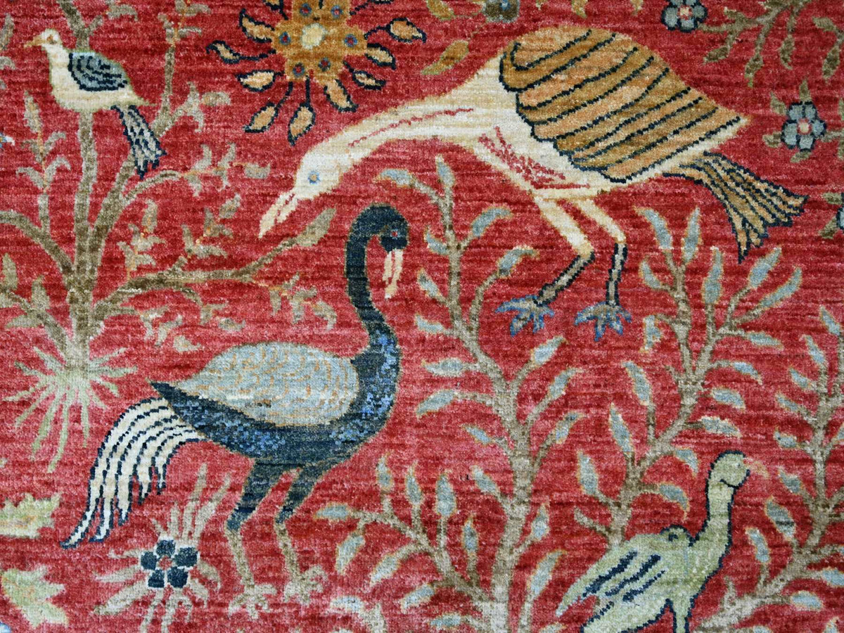 Peshawar Oushak hand-knotted wool rug in Red, 8'1" x 8'3" — SKU O021306 (view 8)