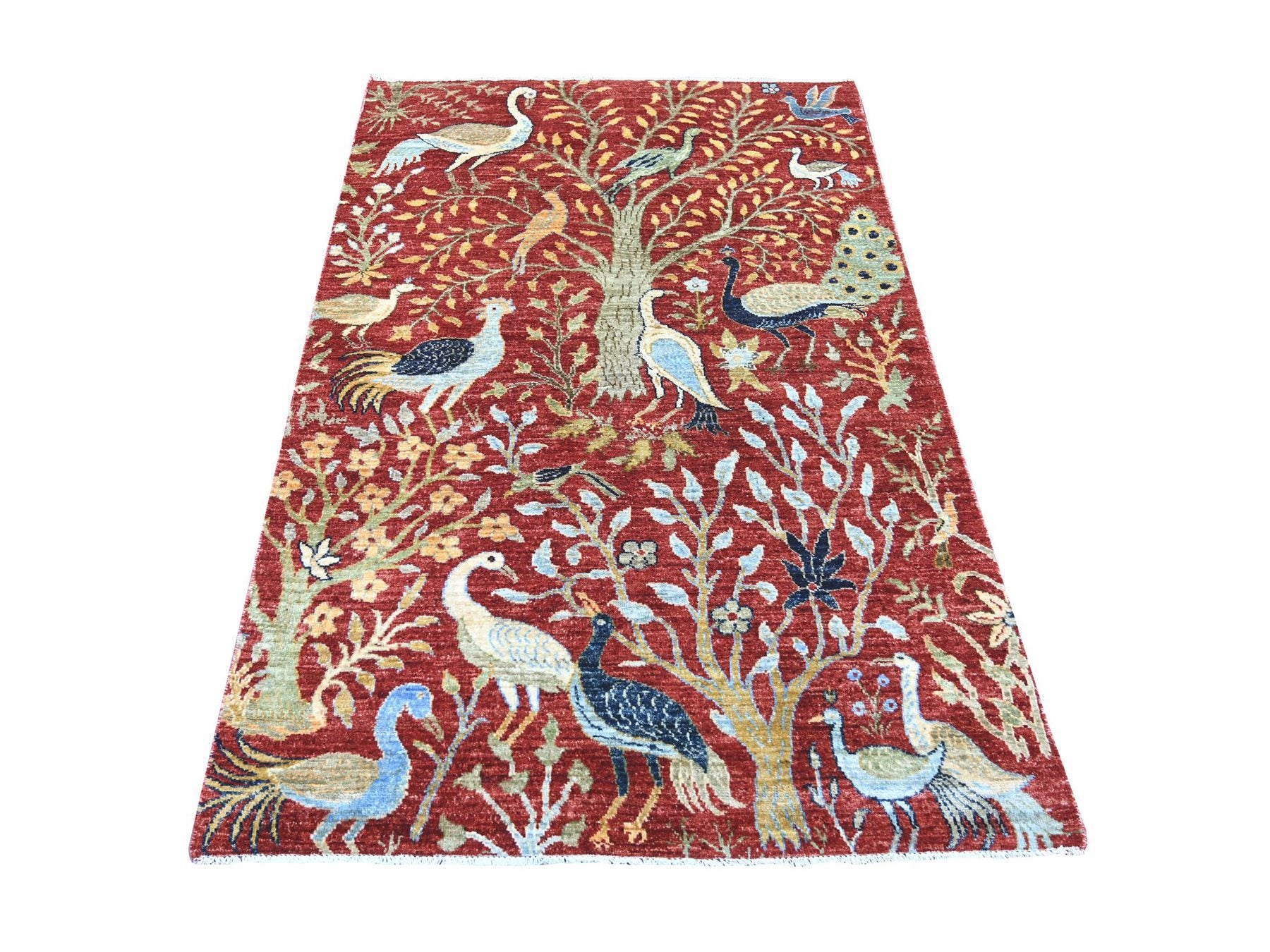 Red 4'2" x 6'1" Oushak And Peshawar Hand knotted Wool Rug - Sku: O021309
