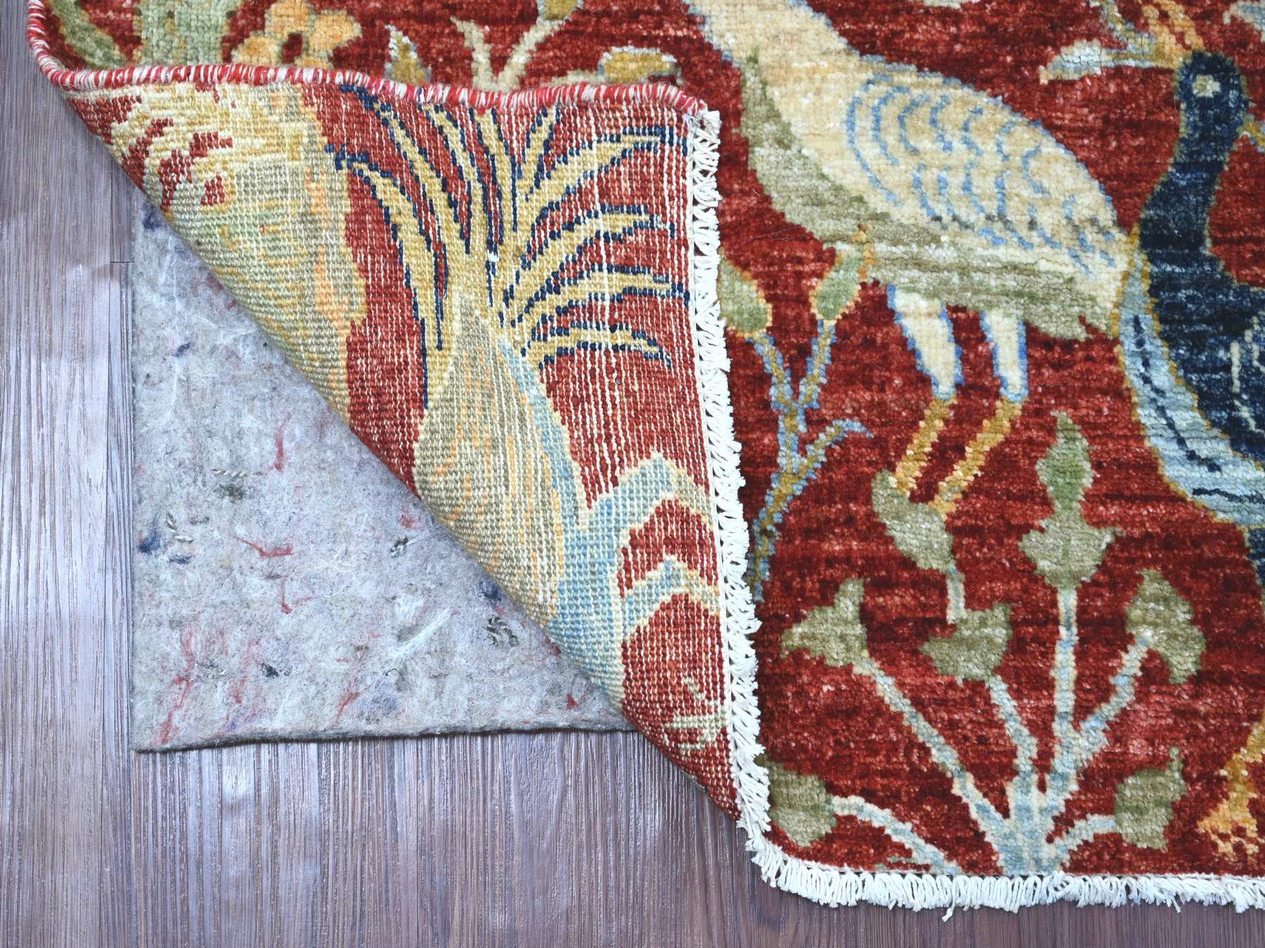 Red 4'2" x 6'1" Oushak And Peshawar Hand knotted Wool Rug - Sku: O021309