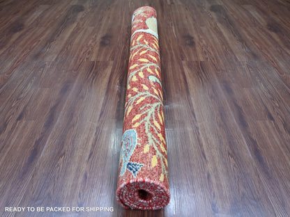 Red 4'2" x 6'1" Oushak And Peshawar Hand knotted Wool Rug - Sku: O021309