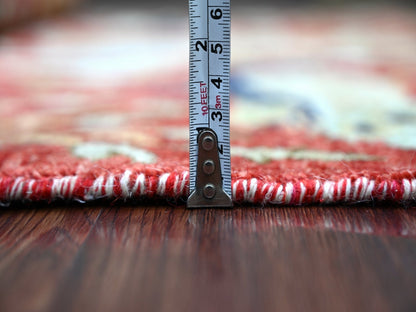 Red 4'2" x 6'1" Oushak And Peshawar Hand knotted Wool Rug - Sku: O021309