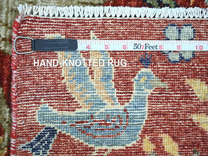 Red 4'2" x 6'1" Oushak And Peshawar Hand knotted Wool Rug - Sku: O021309
