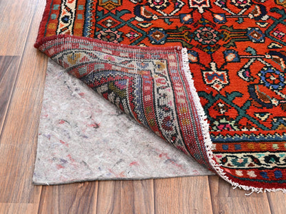 Tribal & Geometric hand-knotted wool runner in Red & Ivory, 2'7" x 10'1" — SKU O02130 (view 3)