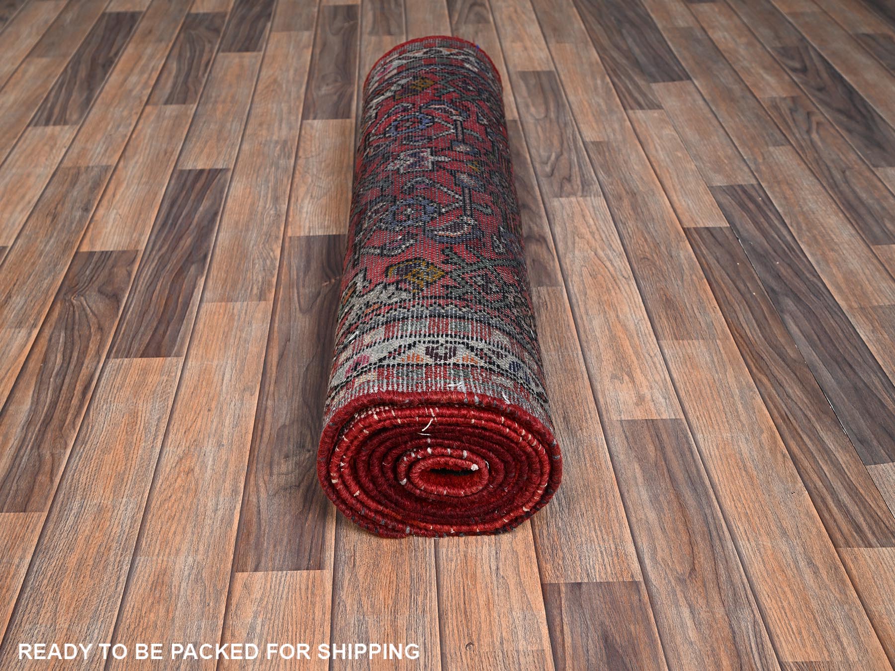 Tribal & Geometric hand-knotted wool runner in Red & Ivory, 2'7" x 10'1" — SKU O02130 (view 5)