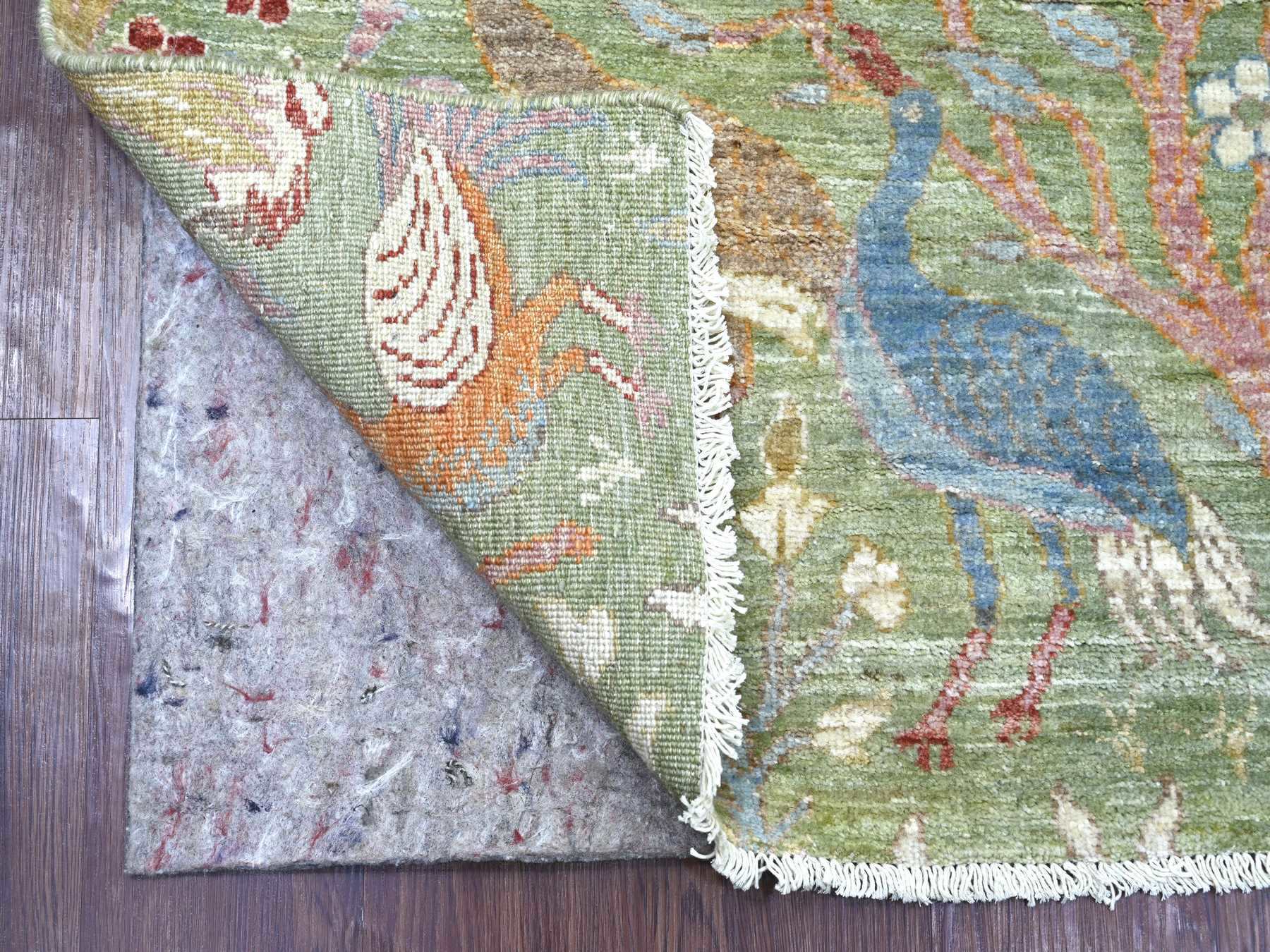 Green 4'0" x 12'2" Oushak And Peshawar Hand knotted Wool Rug - Sku: O021310