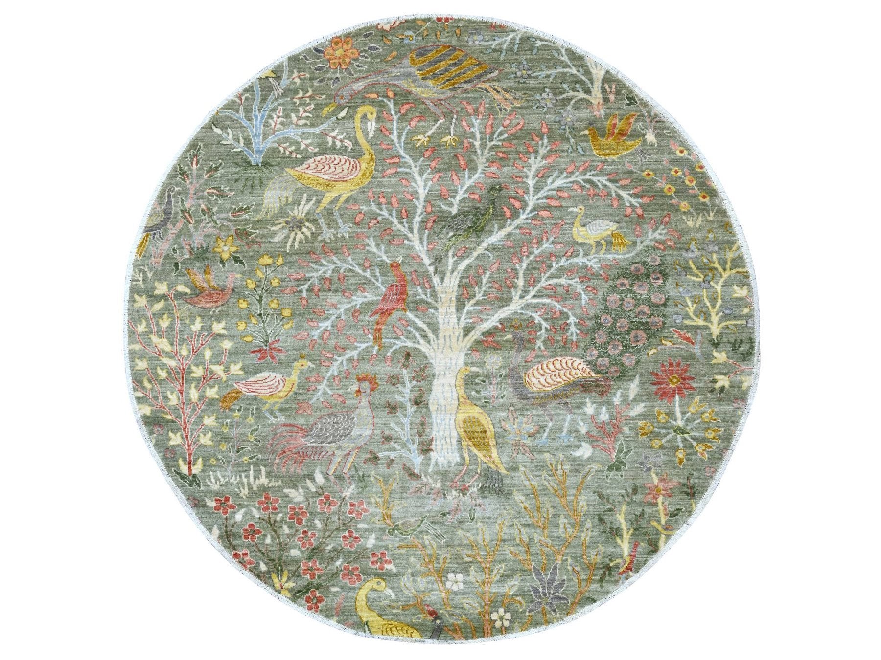 Green 6'0" x 6'1" Oushak And Peshawar Hand knotted Wool Rug - Sku: O021314
