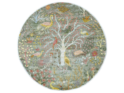 Green 6'0" x 6'1" Oushak And Peshawar Hand knotted Wool Rug - Sku: O021314