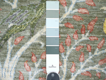 Green 6'0" x 6'1" Oushak And Peshawar Hand knotted Wool Rug - Sku: O021314