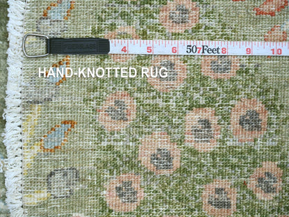 Green 6'0" x 6'1" Oushak And Peshawar Hand knotted Wool Rug - Sku: O021314