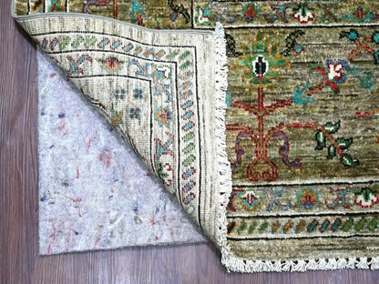 Green 9'0" x 12'1" Tribal & Geometric Hand knotted Wool Rug - Sku: O021315
