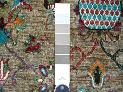 Green 9'0" x 12'1" Tribal & Geometric Hand knotted Wool Rug - Sku: O021315