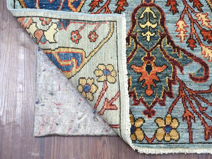 Blue 2'8" x 10'0" Tribal & Geometric Hand knotted Wool Rug - Sku: O021316