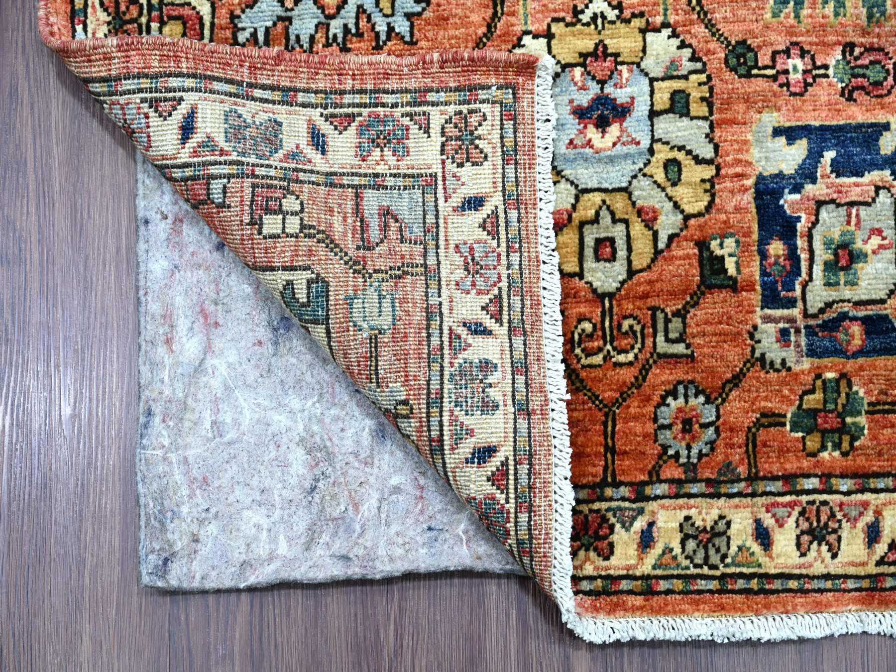Tribal & Geometric hand-knotted wool runner in Red & Ivory, 2'8" x 19' — SKU O021317 (view 2)