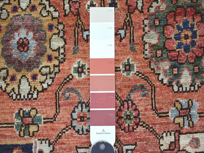 Tribal & Geometric hand-knotted wool runner in Red & Ivory, 2'8" x 19' — SKU O021317 (view 3)
