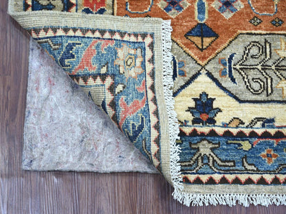 Peshawar Tribal & Geometric hand-knotted wool runner in Gray & Blue, 2'8" x 6'1" — SKU O021319 (view 2)