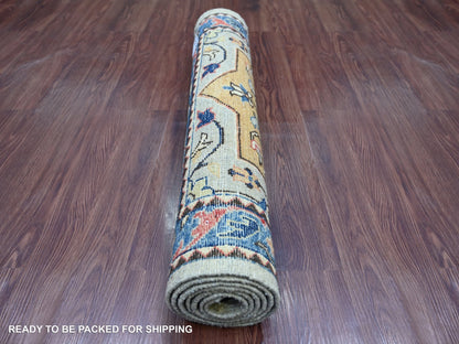 Grey 2'8" x 6'1" Tribal Hand knotted Wool Rug - Sku: O021319