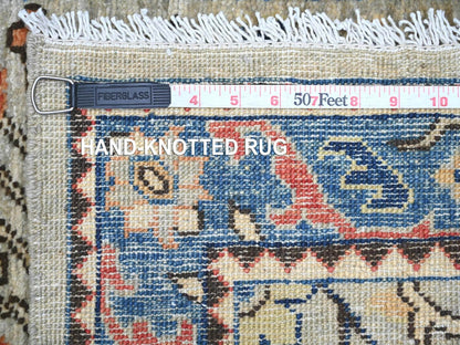 Peshawar Tribal & Geometric hand-knotted wool runner in Gray & Blue, 2'8" x 6'1" — SKU O021319 (view 6)