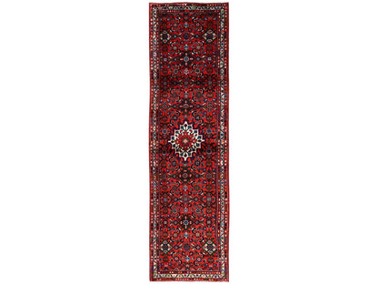 Tribal & Geometric hand-knotted wool runner in Red, 2'7" x 9'7" — SKU O02131