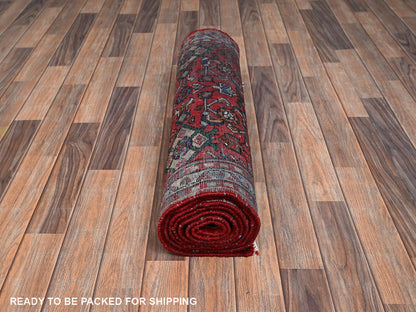 Tribal & Geometric hand-knotted wool runner in Red, 2'7" x 9'7" — SKU O02131 (view 5)