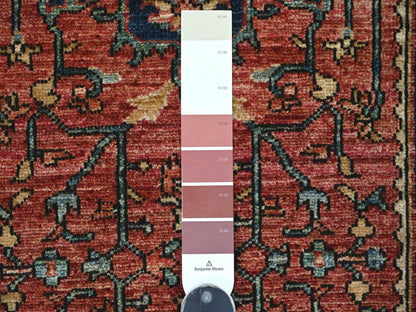 Heriz Tribal & Geometric hand-knotted wool runner in Red & Navy Blue, 2'2" x 6' — SKU O021320 (view 3)
