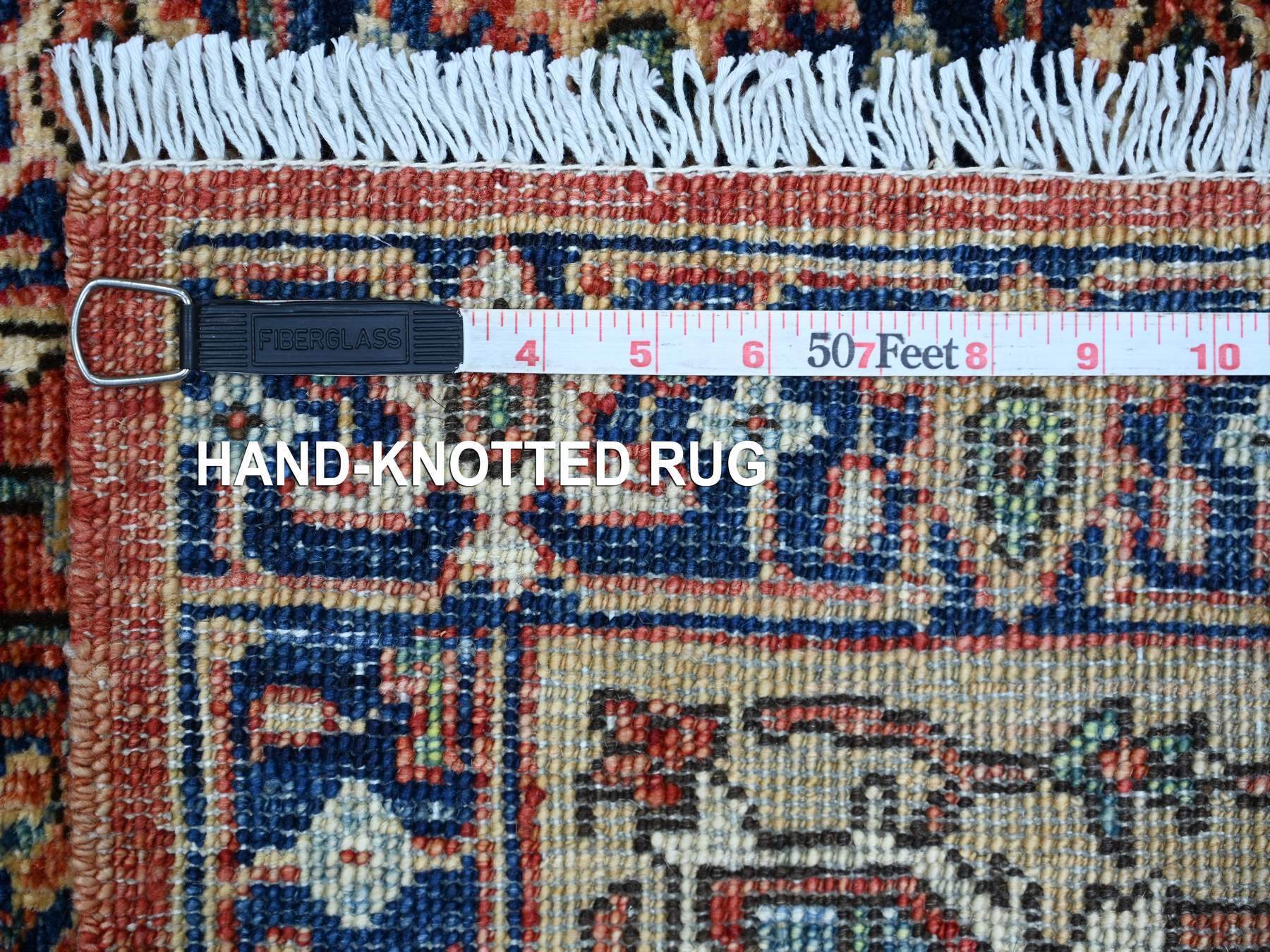 Heriz Tribal & Geometric hand-knotted wool runner in Red & Navy Blue, 2'2" x 6' — SKU O021320 (view 6)