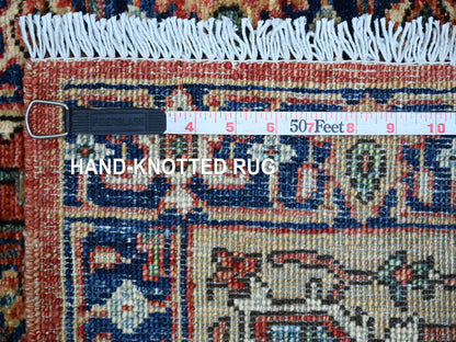 Heriz Tribal & Geometric hand-knotted wool runner in Red & Navy Blue, 2'2" x 6' — SKU O021320 (view 6)