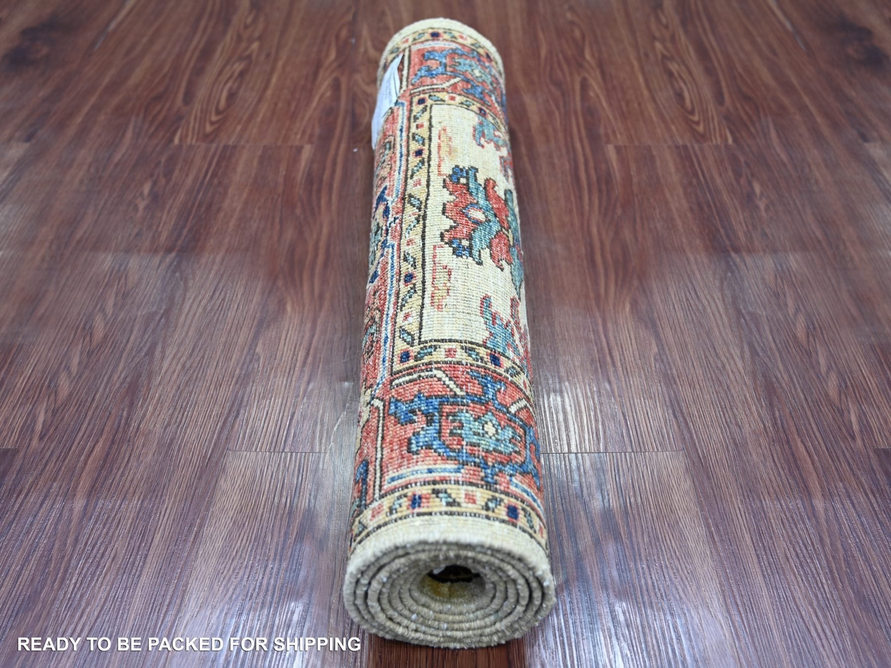Heriz Tribal & Geometric hand-knotted wool runner in Ivory & Rust, 2'2" x 5'10" — SKU O021321 (view 4)